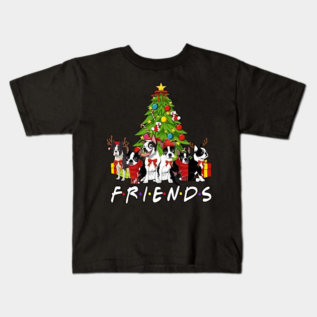 Christmas Tree Boston Terriers Kids T-Shirt by TeeWind